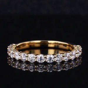 Half Eternity Wedding Rings Moissanite Yellow Gold Jewelry Men Women's Ball CLASSIC Band Ring