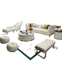 Ensemble de canapés modernes blancs, meubles de luxe italiens, canapé moderne en cuir pour salon