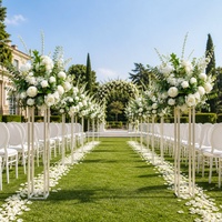 Boule de fleurs artificielles en soie de luxe pour centre de table de mariage, arrangement blanc et vert, taille et couleur personnalisées