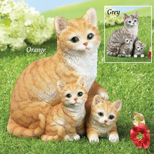 รูปปั้นแมวแม่ลูกเหมือนจริง รูปปั้นแมวน่ารักสำหรับตกแต่งสวน - Product Image 2