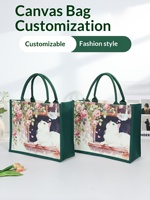 Sac fourre-tout en toile à imprimés animaliers vintage avec boucle magnétique, grande capacité, logo personnalisable, sac de shopping et cadeau écologique