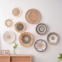 Sets de table bohèmes en feuilles de maïs naturelles écologiques, tissés, 38 cm de diamètre, résistants à la chaleur, antidérapants, décoration de table de restaurant