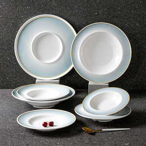 Xiangyuan <b>melamine</b> tableware <b>plates</b>, commercial hotel dining <b>plates</b>, restaurant concave <b>plates</b>, creative imitation porcelain - Product Image 1