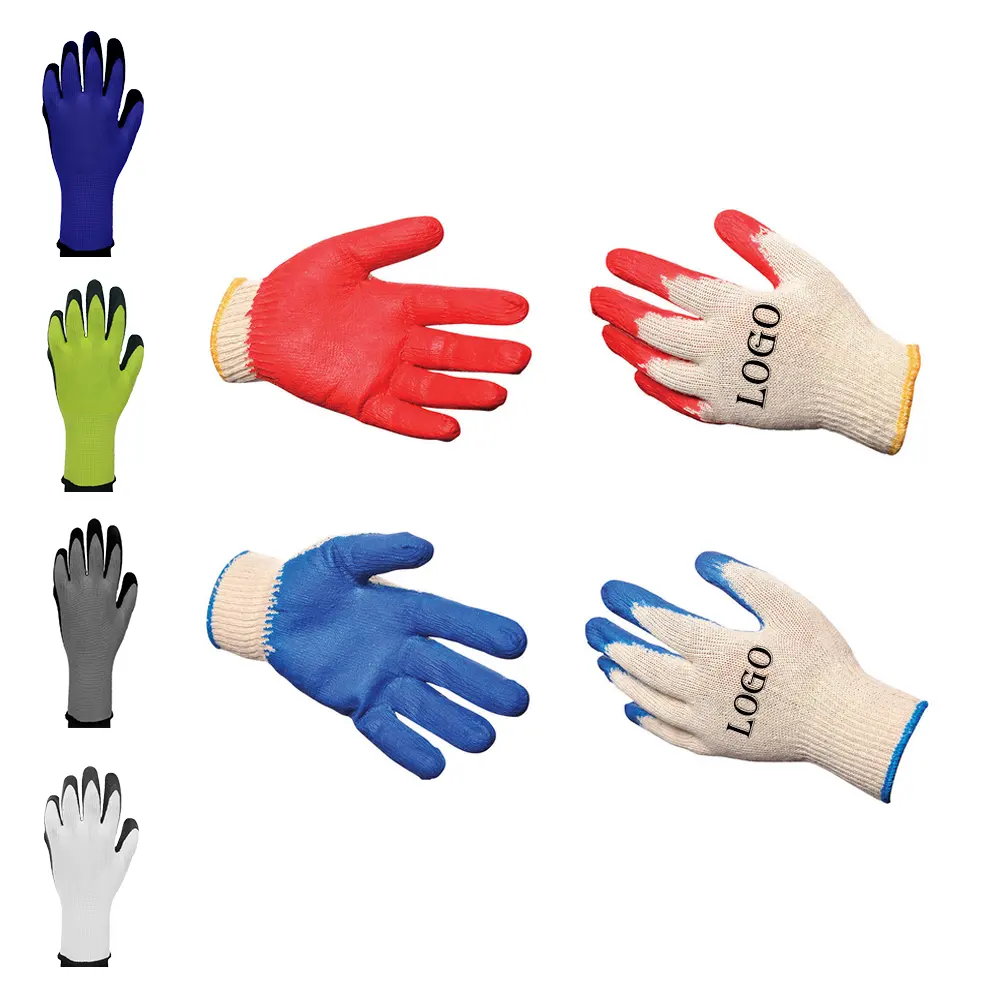 Hochwertige doppelt beschichtete Arbeits handschuhe aus schwarzem Latex mit weißer Baumwolle und gestricktem Latex-beschichtetem Schaumstoff