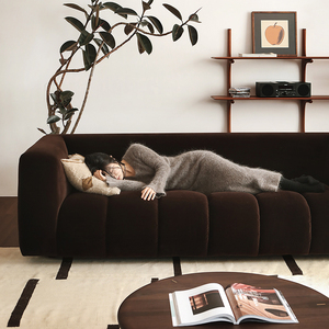 Style rétro français <span class=keywords><strong>chocolat</strong></span> guimauve tissu Simple petit appartement salon bouffée <span class=keywords><strong>canapé</strong></span> droit - Product Image 4