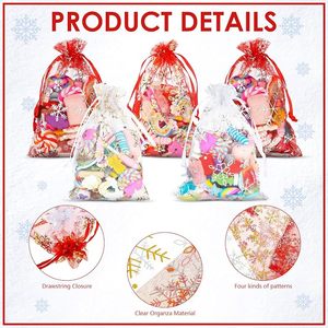 Bolsas de Organza con Diseño de Copos de Nieve, Bolsitas de Regalo Navideñas con Malla Dorada, Decoraciones para Fiestas, Suministros para Fiestas Temáticas de Frozen - Product Image 3