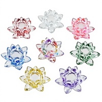 Ornement de lotus en quartz transparent coloré, décoration exquise pour la maison et le bureau, cadeau en gros directement de l'usine chinoise