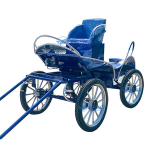 Charrette de transport classique bleue pour chevaux de marathon, charrette pour chevaux de traction touristiques en promotion avec 4 roues - Product Image 1