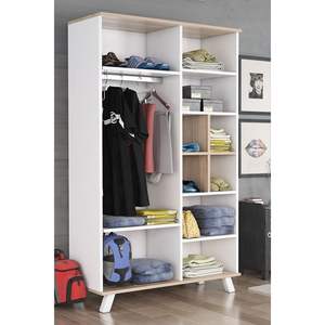 Armoire autoportante moderne 4 portes blanche multifonctionnelle avec cintres et étagères pour chambre, hôtel ou atelier – Caractéristique : Propre et bien entretenue - Product Image 3