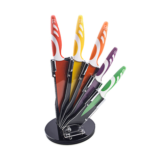 Juego <span class=keywords><strong>de</strong></span> <span class=keywords><strong>cuchillos</strong></span> <span class=keywords><strong>de</strong></span> cocina antiadherentes <span class=keywords><strong>de</strong></span> 5 piezas con bloque acrílico que incluye cuchillas <span class=keywords><strong>de</strong></span> acero inoxidable <span class=keywords><strong>de</strong></span> alta calidad para un uso fácil - Product Image 1