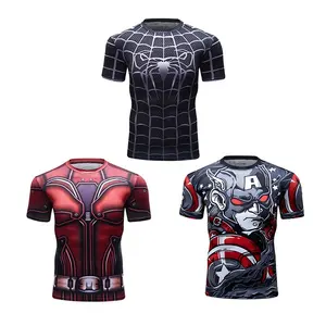 Personnalisé imprimé mma bjj rash guard upf protection uv hommes combinaisons surf manches courtes surf t-shirt pour hommes