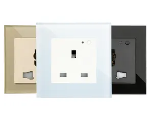 Bingoelec APP Control Tempered Glass Wall Power Plug 3 Pin Compatible Alexea Wifi Smart Socket