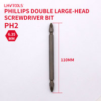 LJ-66 10 embouts de tournevis Phillips magnétiques 110 mm en acier S2 à oxyde noir PH2, double embout avec support, pour bricolage industriel et OEM