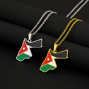 <span class=keywords><strong>Jordan</strong></span> Map Flag collier pendentif goutte d'huile Vintage hommes et femmes titane acier pendentif <span class=keywords><strong>chandail</strong></span> chaîne accessoires - Product Image 3