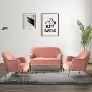 Set di Arredamento Moderno e Lussuoso per Soggiorno, Divano Pieghevole in Tessuto, Cassettiera, Tavolino da Caffè, Set di 3 Pezzi - Product Image 1