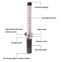 Bâton de signalisation LED haute intensité sonore de 35,5 cm avec sifflet, bâton de sécurité pour contrôle de la circulation, bâton lumineux magnétique d'avertissement