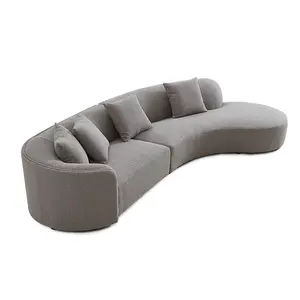 Modern sofa with Lounge Boucle fabric upholstery Curved Couch Minimalist Design Serpentine Cloud Sofa upholstered in boucle