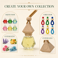 Mini diffuseur de parfum pour voiture suspendu, flacon en verre transparent rechargeable, bouchon en bois, pendentif aromatique pour voiture, éliminateur d'odeurs, décoration