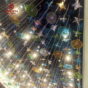 Tùy chỉnh lớn trần đèn chùm với màu sắc ban đầu lá sen hình dạng thủy tinh CE chứng nhận nhiều rất nhiều ánh sáng mặt dây chuyền ensemble - Product Image 5