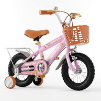 Vélo pour enfants à une vitesse, cadre en acier à haute teneur en carbone de 12 pouces, paniers et roues d'apprentissage, capacité de charge de 75 kg, haute qualité