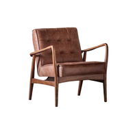 Fauteuil de relaxation moderne de luxe en bois et cuir, confortable et ergonomique, pour salon, bureau à domicile, hôtel ou comme accent décoratif