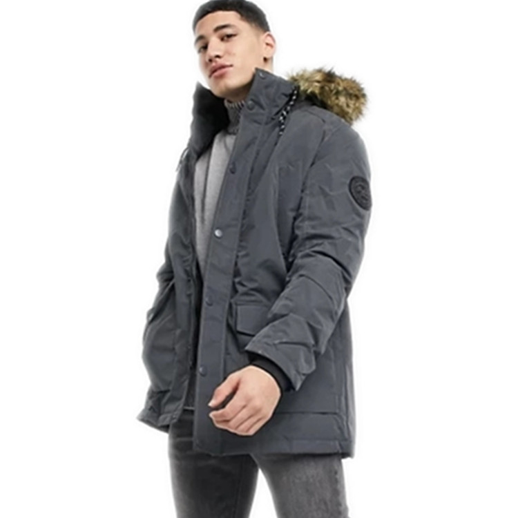 Wholesale Canada style parka faux fur hood men's goose down jacket thick outdoor mens winter coat