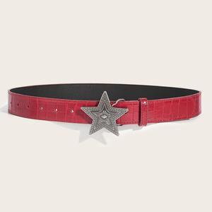 Amerikaanse Retro Vijfpuntige Ster Decoratieve Riem Voor Vrouwen Individuele Leren Riem Subcultuur Riem Voor Broek - Product Image 3