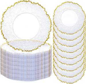 Clear Acrylic Gold Chargers <b>Plate</b> 13 Inch Wedding <b>Plate</b> Decorative Ins Gold <b>Plastic</b> Charger <b>Plates</b> Event <b>Party</b> - Product Image 1