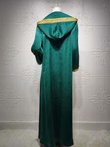 Robe longue <span class=keywords><strong>en</strong></span> velours brodé à capuche, col <span class=keywords><strong>en</strong></span> V, manches longues, style musulman, taille S-2XL, Moyen-Orient, Dubaï, couleur <span class=keywords><strong>champagne</strong></span> - Product Image 5