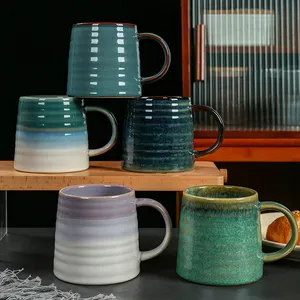 Precio de fábrica personalizado elegante ombre esmalte reactivo vintage al por mayor logotipo personalizado taza artículo de regalo tazas de té de cerámica a granel