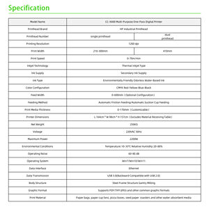 <span class=keywords><strong>Imprimante</strong></span> jet d'encre monopasse pour boîtes à pizza et sacs en papier, emballages alimentaires |   Tête d'impression HP A3 A4 |   40m/min Haute vitesse |   CC-X600 - Product Image 5