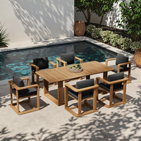 Ensemble de meubles de jardin en teck pour patio, table et chaises de salle à manger d'extérieur pour hôtel, meubles de patio pour villa, meubles d'extérieur pour restaurant
