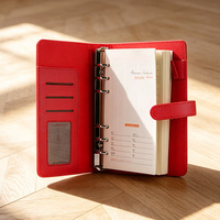 Carnet de notes A6 personnalisé avec 6 anneaux, couverture en tissu et PP, planificateur rechargeable en cuir à feuilles mobiles avec reliure spirale