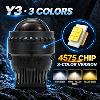 YHKOMS Y3 Lentille de projecteur antibrouillard Bi-LED tricolore 3 pouces IP68, mise à niveau faisceau haut/bas pour l'éclairage automobile