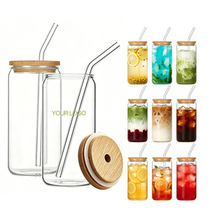 <span class=keywords><strong>Vasos</strong></span> Transparentes <span class=keywords><strong>de</strong></span> Vidrio Borosilicato Resistentes al Calor y al Frío, en Forma <span class=keywords><strong>de</strong></span> Lata, con Tapas <span class=keywords><strong>de</strong></span> Bambú y Pajitas - Product Image 6
