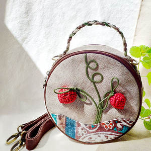 オリジナルの美的デザイン、手織りの2025年新作コットンリネン製ジッパー開閉式ハンドバッグ、女性用ショルダーバッグ、クロスボディバッグ、スマホバッグ - Product Image 1