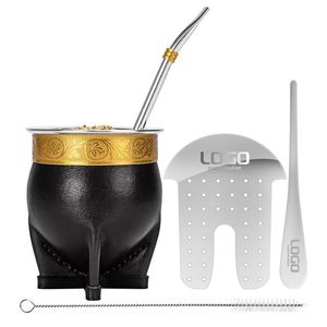 Vente chaude Premium Imperial Yerba Mate Cup Bombilla Set En Cuir À La Main avec Brosse De Nettoyage Thé Shaper Brillant Qualité Tasses - Product Image 1
