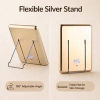 Miroir de Maquillage LED de Voyage avec Cadre Métallique, Portable, Pliable, Design Dimmable, Écran Tactile, pour Bureau