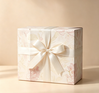 Boîte cadeau rigide à fermeture magnétique avec imprimé floral, imprimée en quatre couleurs, ruban en satin, nœud, emballage de luxe pour bonbons, chocolat, mariage