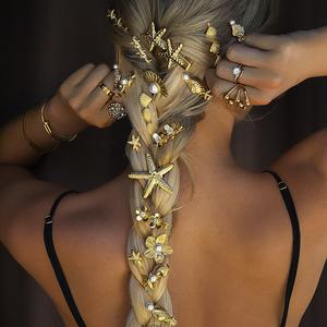 مشابك شعر لحفلات الزفاف بطراز نجمي وأطري شخصي بتصميم أوربي وأبيض إكسسوارات شعر عصرية من السبائك للنساء - Product Image 2