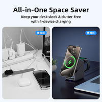 3-in-1 Magnetische Draadloze Oplaadstation met Digitale Wekker 15W Snelladen Dock voor iPhone 16 15 Watch AirPods
