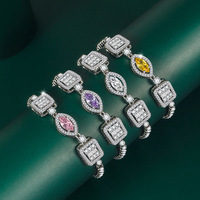 YL gelang zamrud Retro dengan Ruby Inlay, gelang berlian penuh zirkonium dapat diatur