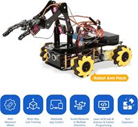 Kit de Coche Robótico Inteligente con Brazo Robótico, 4WD, Control Remoto, Seguimiento de Líneas, Control por IR/Aplicación Web, Material de Felpa, Programación STEM para Mayores de 14 Años