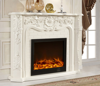 Cheminée électrique autoportante en marbre blanc de conception française avec télécommande LED pour salon, chambre, hôtel, villa