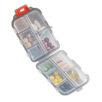 Portable Double Couche PP En Plastique 10 Grilles Voyage Pilule Organisateur Boîte avec Distributeur De Médicaments Cas D'utilisation Quotidienne