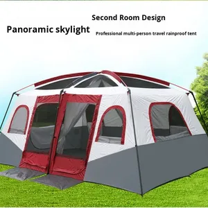 Commercio all'ingrosso della fabbrica 6-8-12 persone <span class=keywords><strong>campeggio</strong></span> all'aperto tenda due camere un soggiorno doppio strato protezione solare grande tenda - Product Image 3