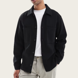 Veste d'extérieur OEM personnalisée pour <span class=keywords><strong>homme</strong></span> à col montant, en laine d'hiver avec doublure polaire en cachemire, personnalisable - Product Image 1