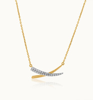 Moderno circón con incrustaciones de líneas cruzadas, collares sencillos y versátiles para todos los días, bisutería Premium para jóvenes
