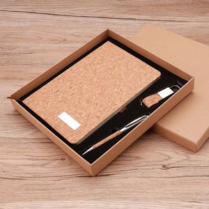 Set de Regalo Personalizado de Cuaderno Ecológico de Lino y Corcho con Caja para Actividades Empresariales - Product Image 4