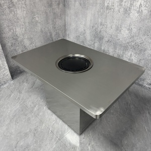 <span class=keywords><strong>Table</strong></span> <span class=keywords><strong>de</strong></span> marmite en acier inoxydable <span class=keywords><strong>de</strong></span> style industriel, la boîte peut être utilisée pour placer une cuisinière à induction et une cuisinière portable au butane. - Product Image 1